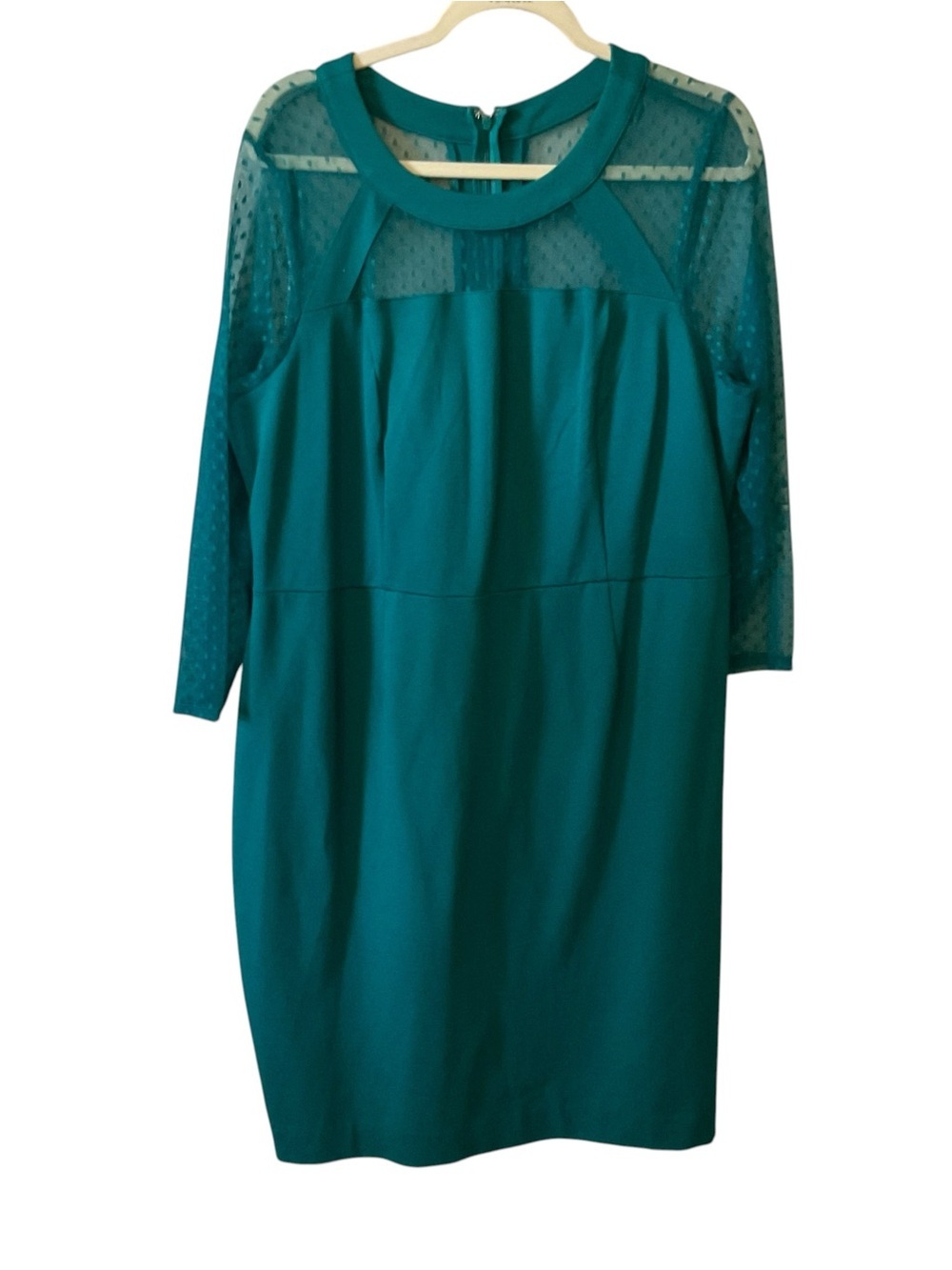 Lane Bryant Teal Mesh Sleeve Sheath Dress Size 16 NWT
